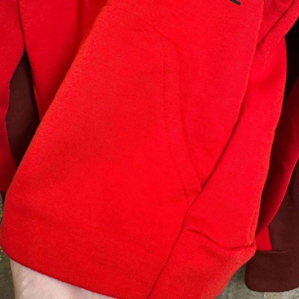 Nike Red Burgundy Swoosh Dri Fit Hoodie Pullover Sweatshirt Boys Small 6/7